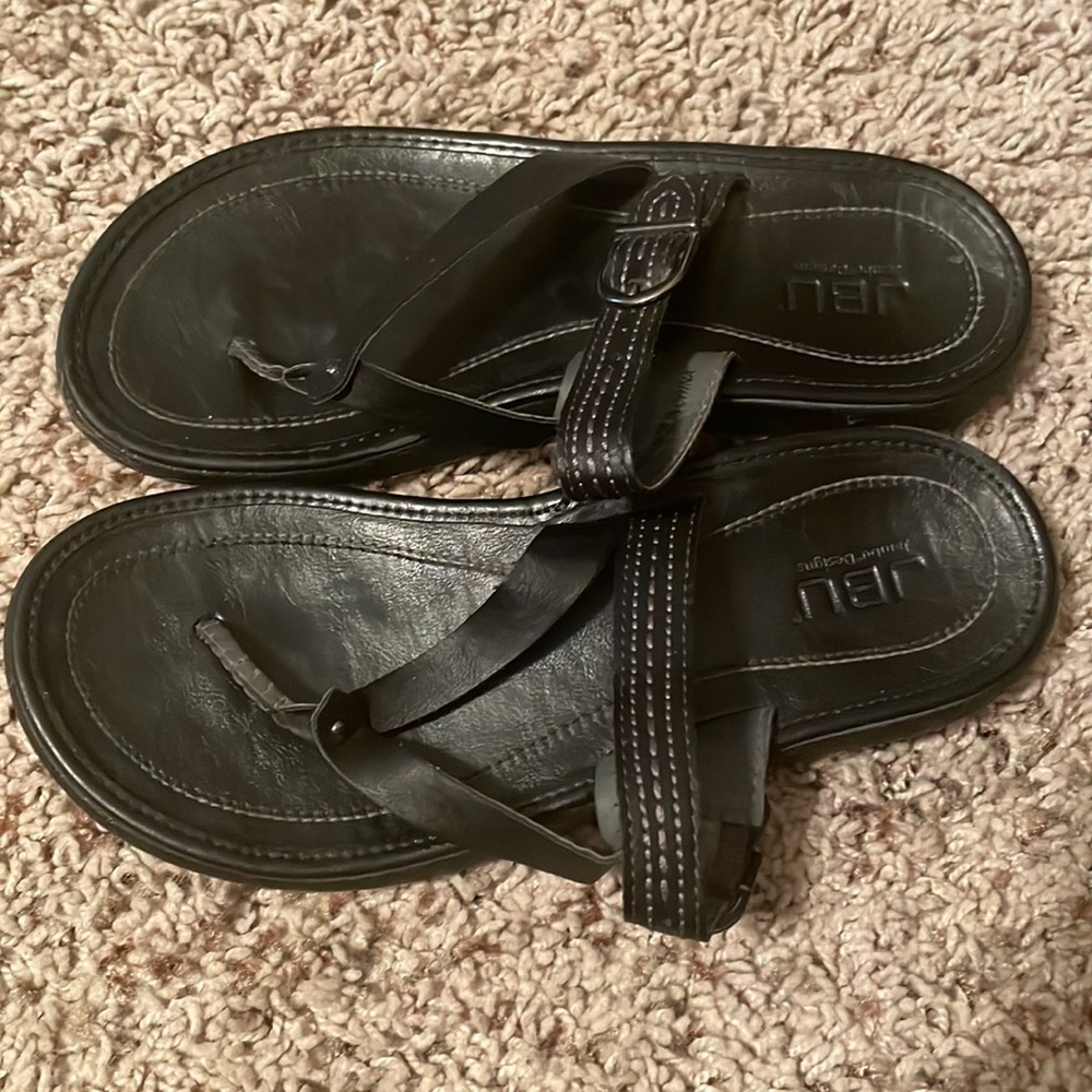 Jbu Black Size 6 Slide On Thong Flip Flop Sandals